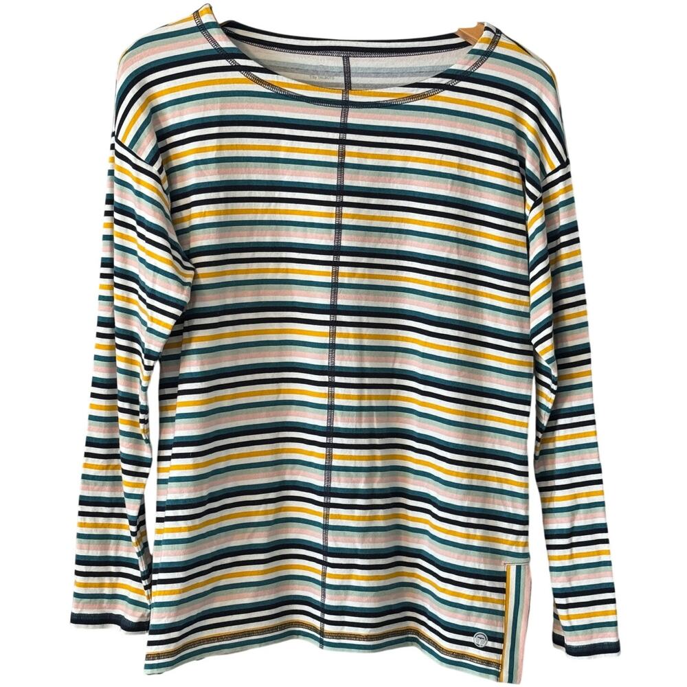 T by Talbots Striped Crew Neck Long Sleeve Tee Womens size Medium